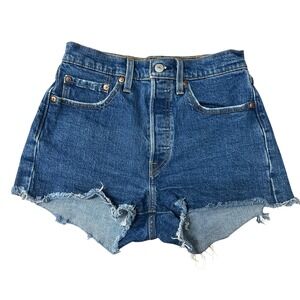 Levis Capital E Premium 501 Original Cutoff Denim Shorts Blue W26 High Rise